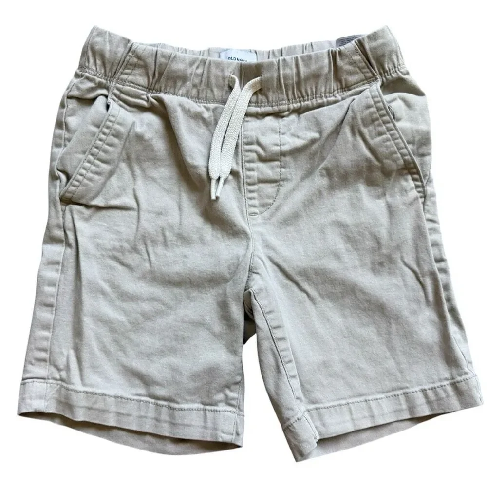 Youth Boys Old Navy Khaki Hot Jogger Flat Front Pull On Drawstring Shorts - Sz S